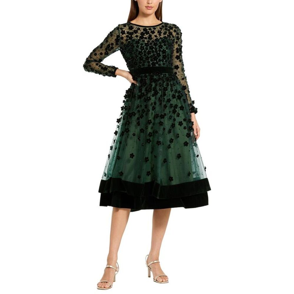 Mac Duggal Womens Embellished Midi Dress, Green